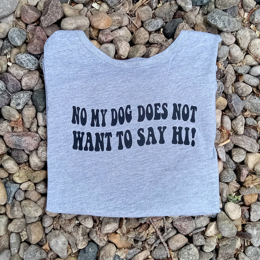 No my dog does not want to say Hi! Shirts